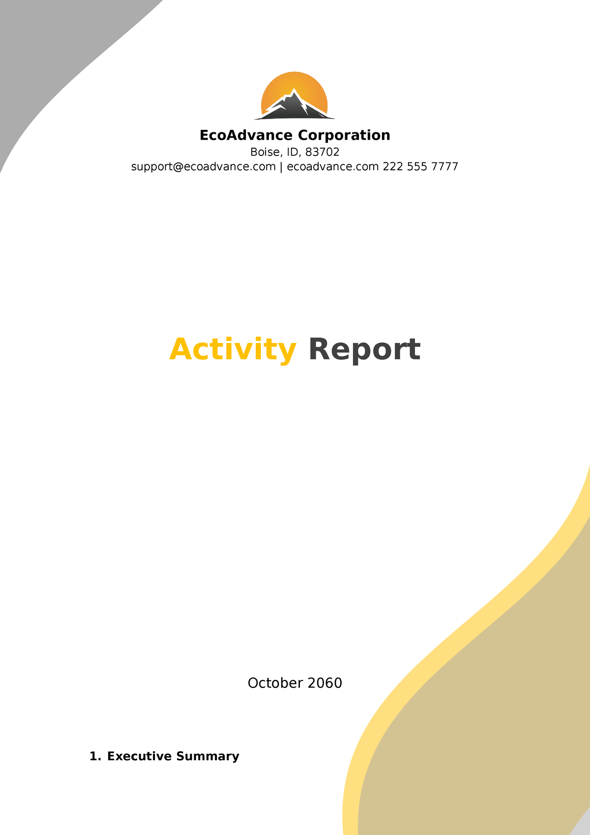 Activity-Report-Template - EcoAdvance Corporation Boise, ID, 83702 ...