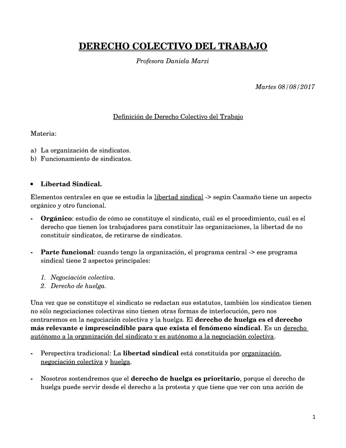 Derecho Colectivo Del Trabajo Marzi Studocu