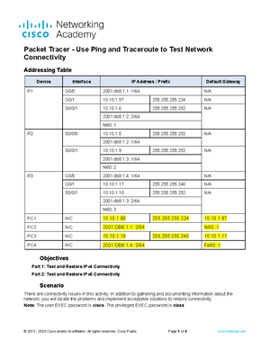 Network+ LAB 9 Answer Sheet - NETLAB Network+ Lab 9: Network ...