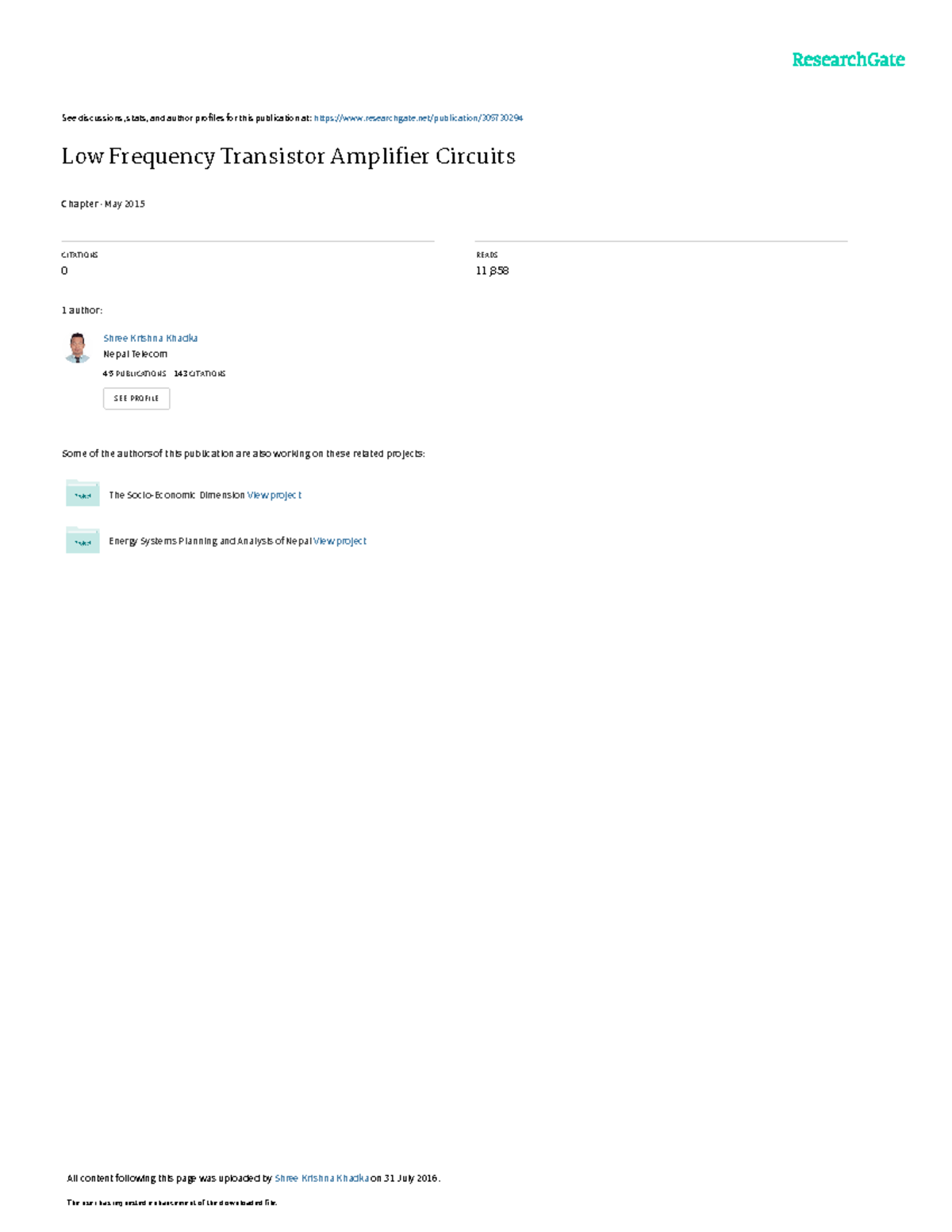 Low Frequency Transistor Amplifier Circuits - See discussions, stats ...