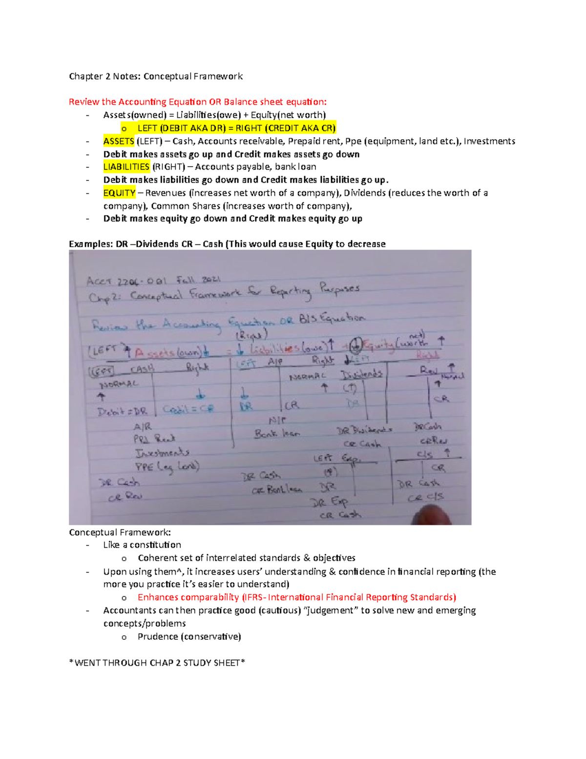 Chapter 2 Conceptual Framework Notes Fall Semester 2021 - Chapter 2 ...