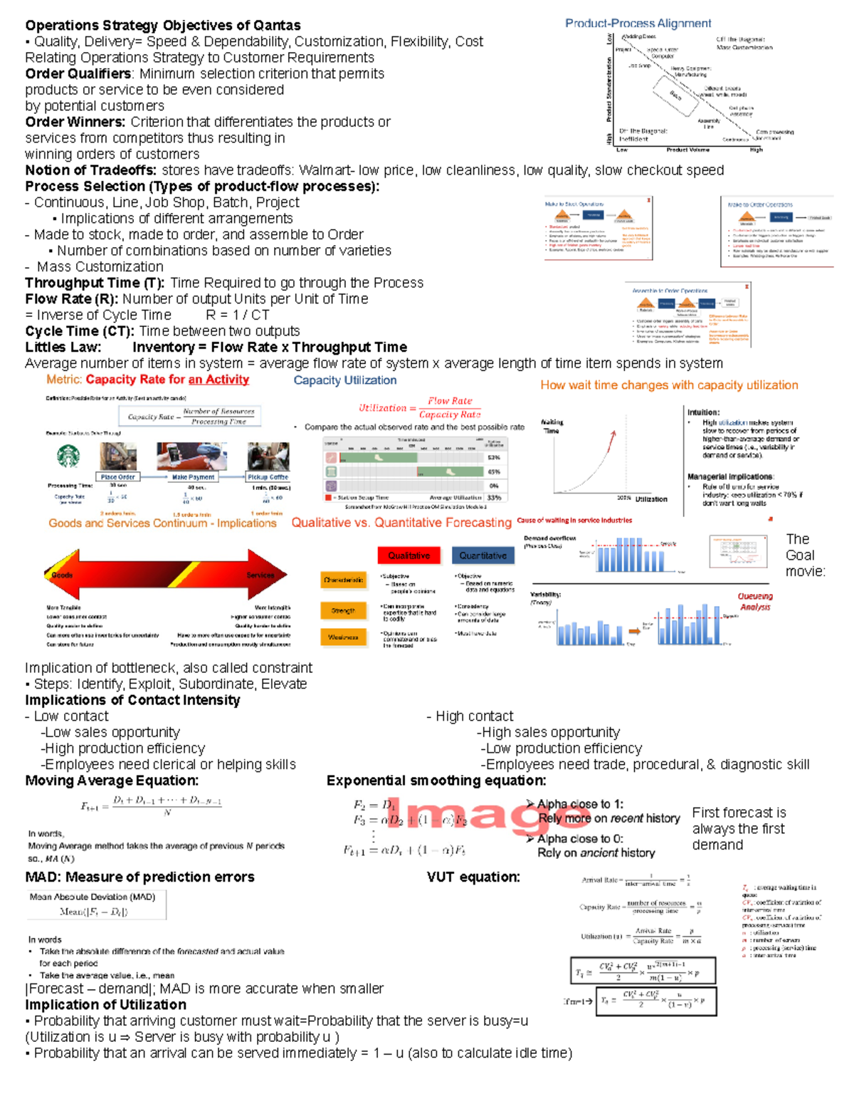 BADM 275 Midterm Cheat Sheet - Operations Strategy Objectives Of Qantas ...