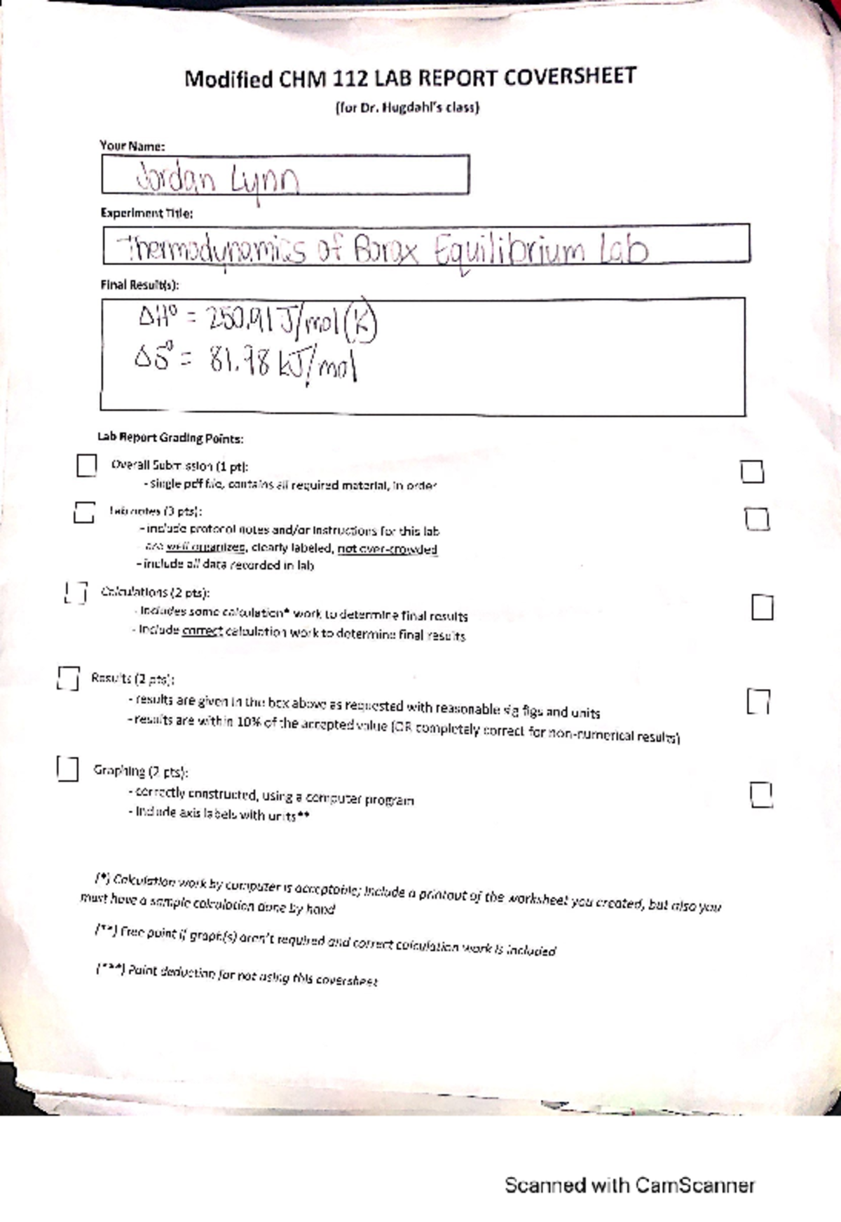 Borax Equilibrium Lab Report BIO 211 Studocu