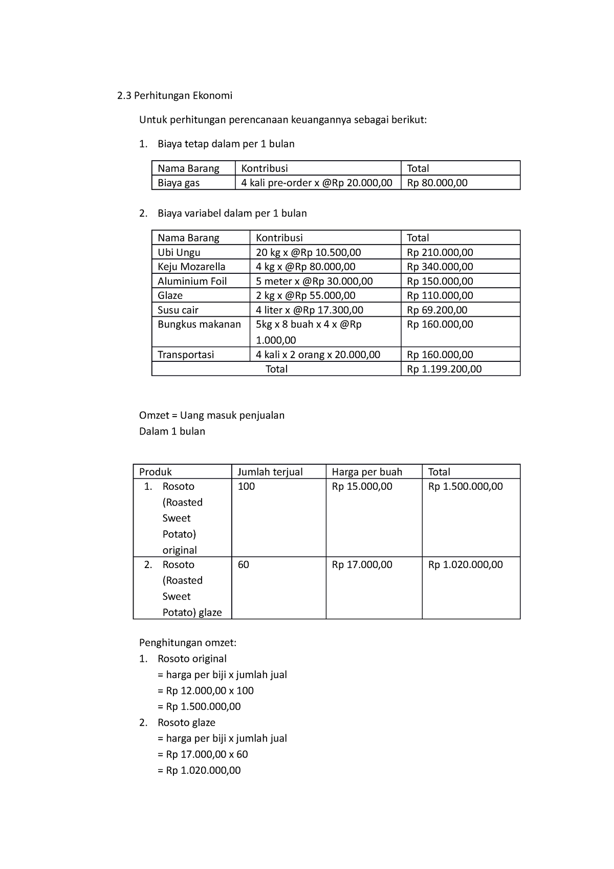 Contoh Perhitungan Ekonomi Biaya Tetap Dan Biaya Variabel - 2 ...