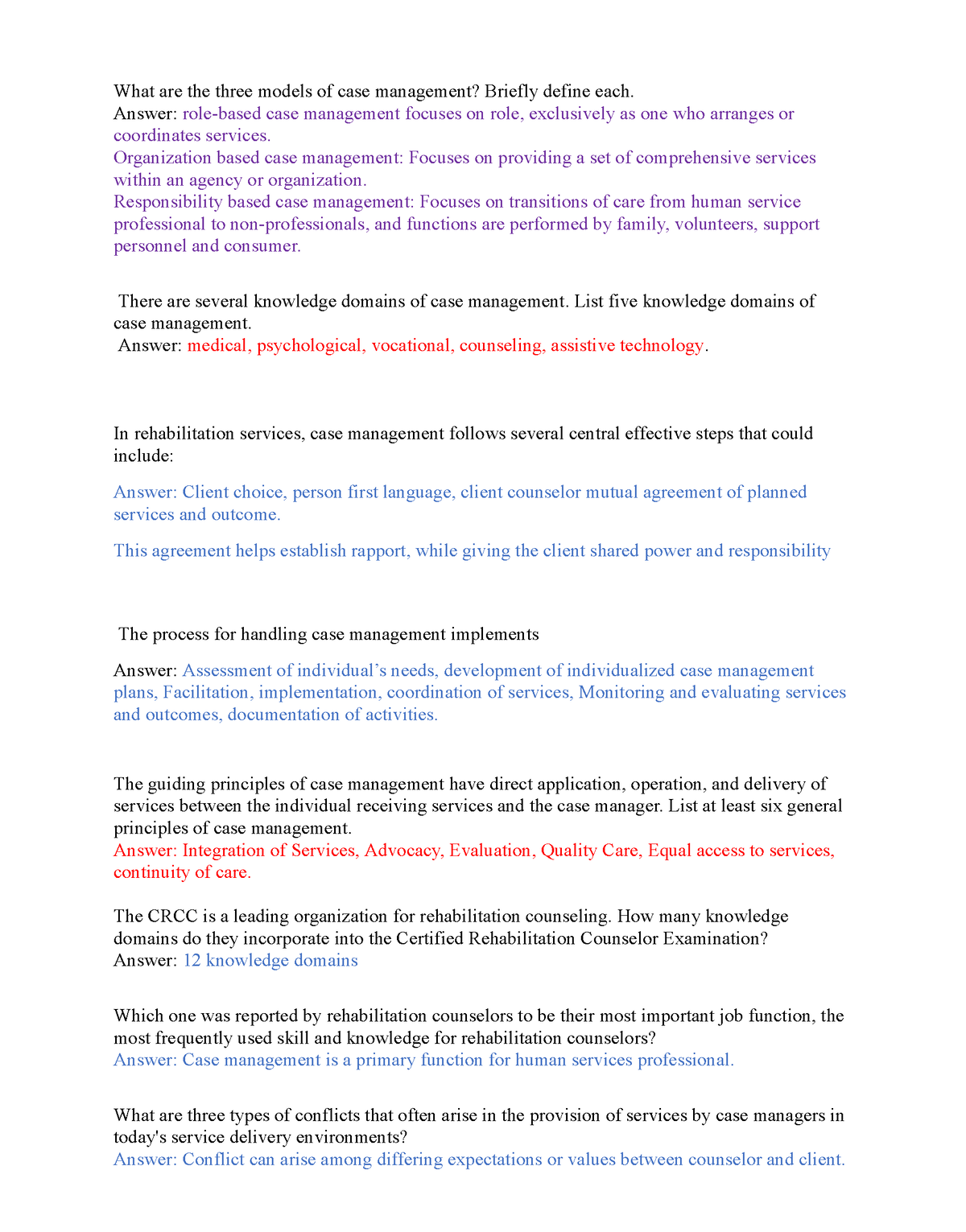 Study guide final - What are the three models of case management ...