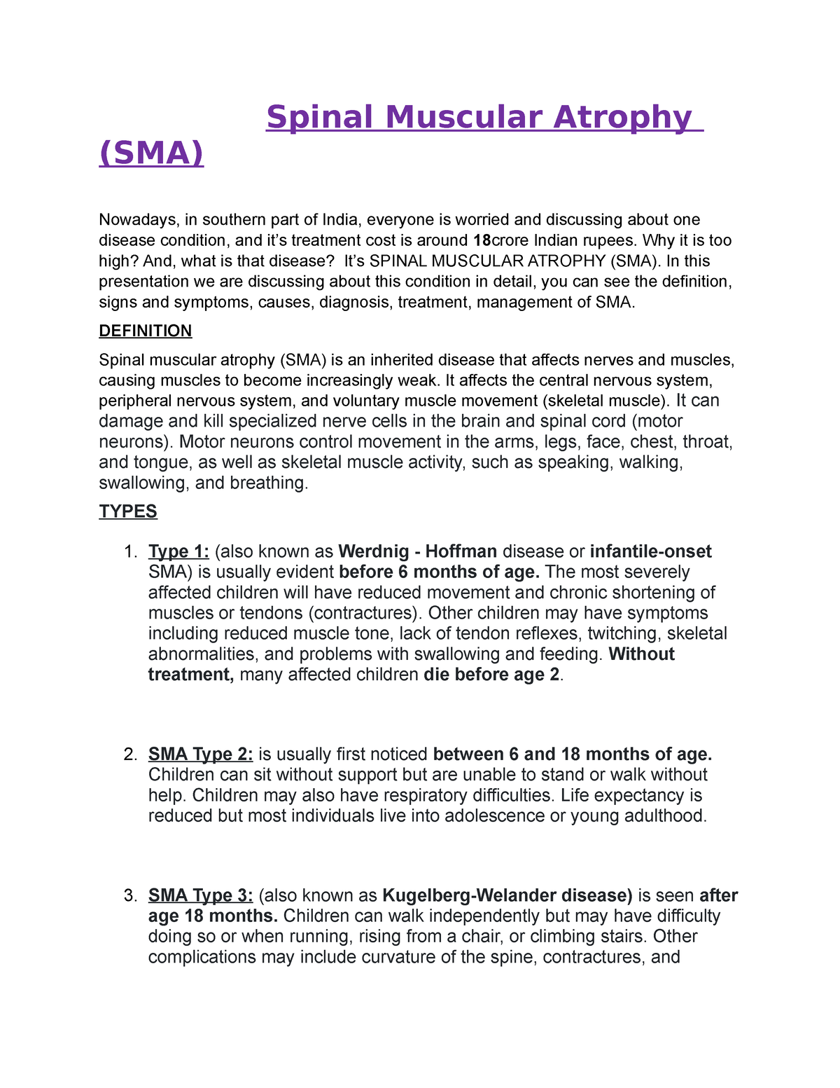 Spinal Muscular Atrophy - Spinal Muscular Atrophy (SMA) Nowadays, In ...