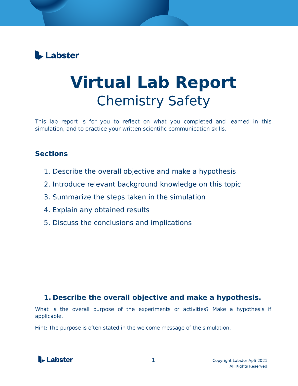 Lab Report 1 Chemistry Safety Pagayatan Hope Almira T Bsmt 1a Virtual Lab Report 