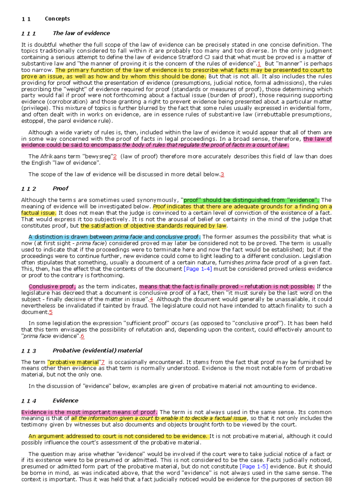 Schmidt and Rademeyer Law of Evidence Concepts - 1 1 Concepts 1 1 1 The ...