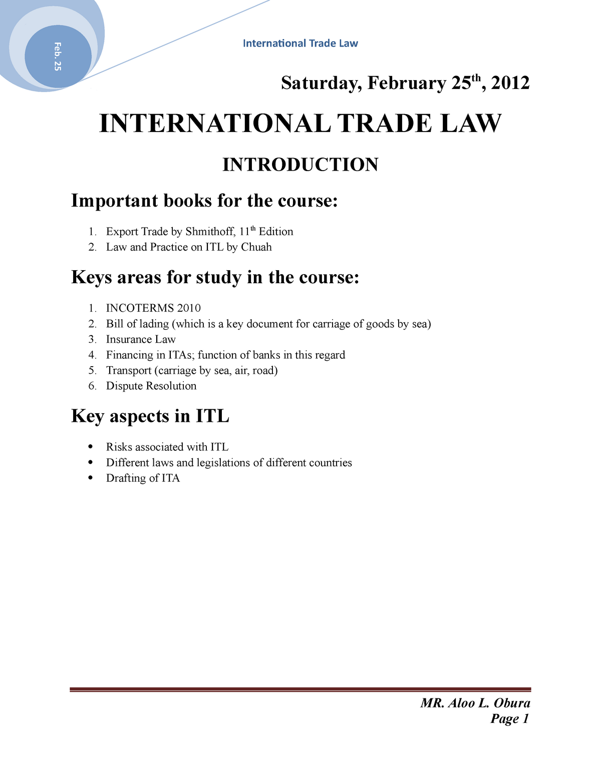 international trade law research paper topics