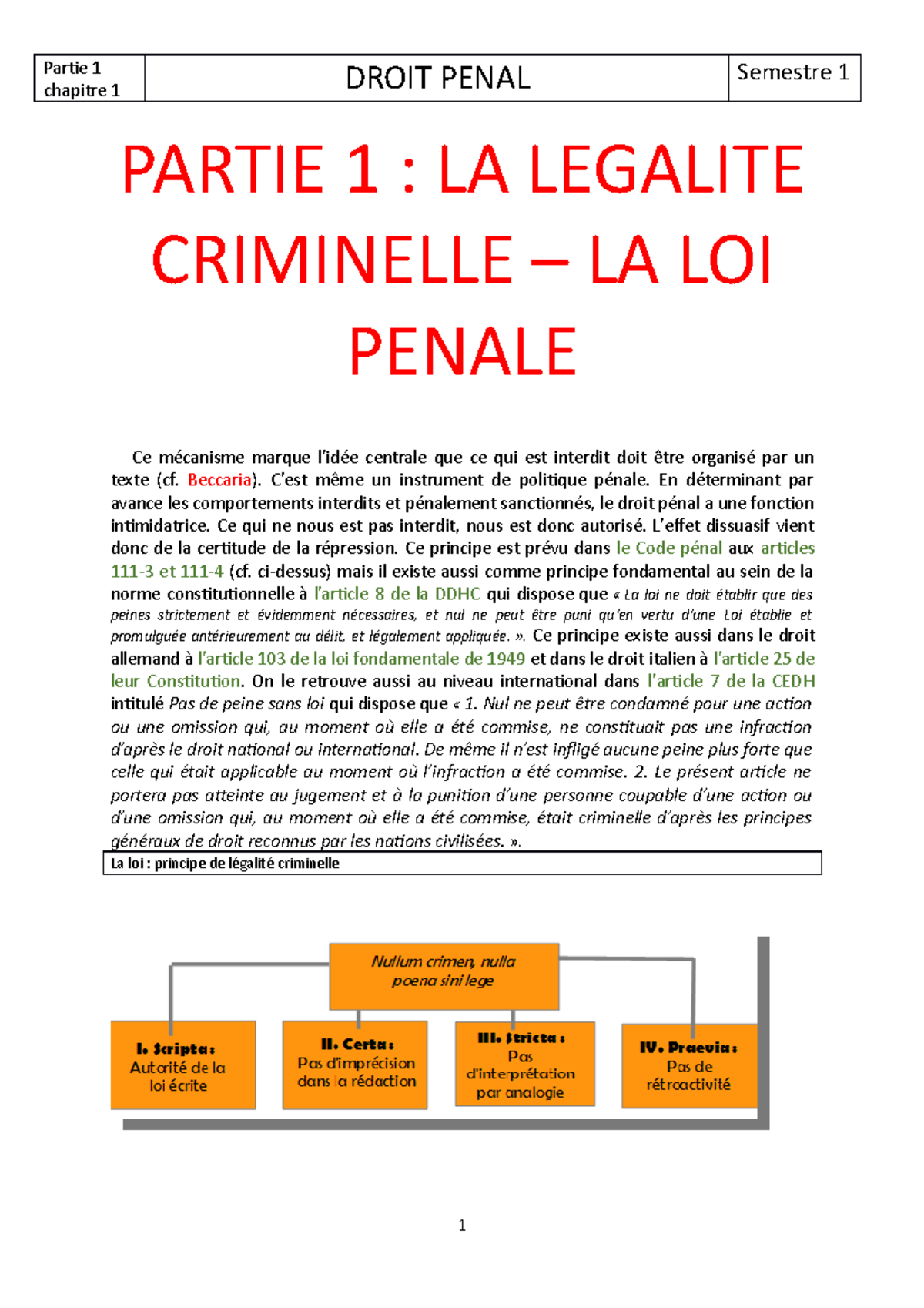 Partie 1 Titre 1 chapitre 1 Imp - chapitre 1 DROIT PENAL Semestre 1 ...