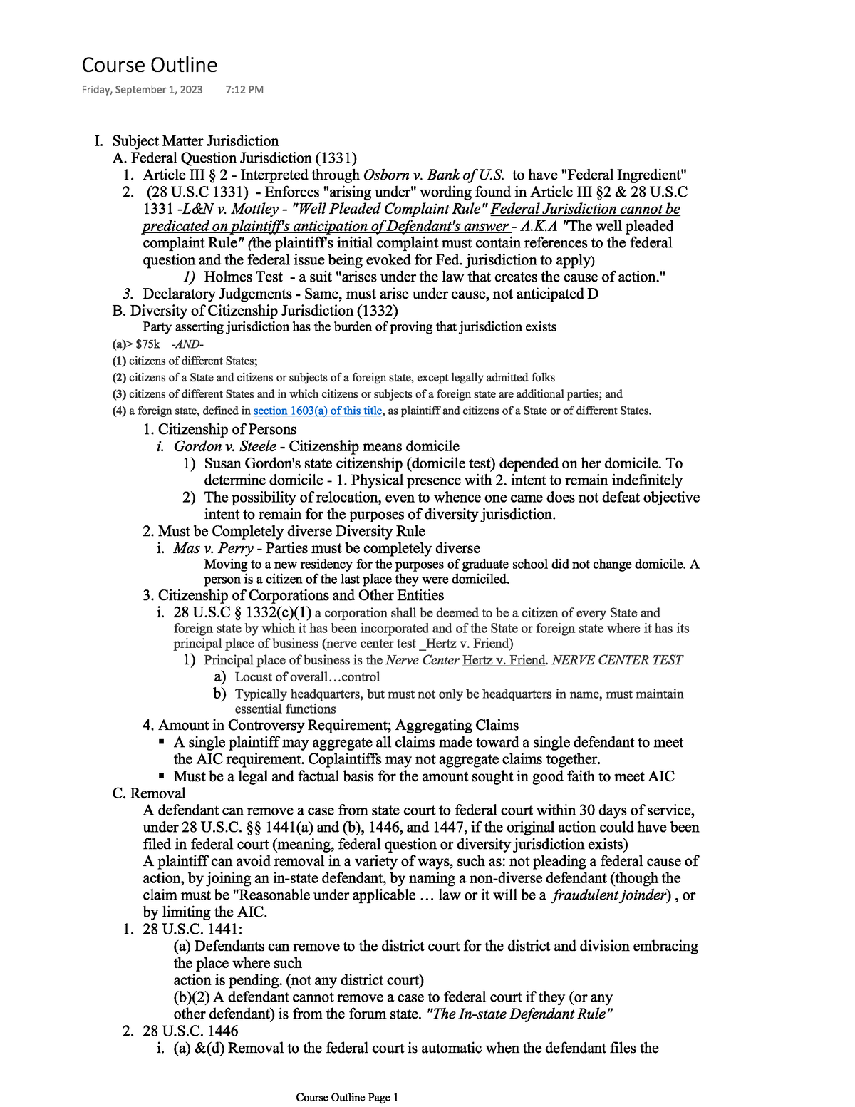 Civ Pro Midterm Onesheet - REQ 7102-02 - Studocu