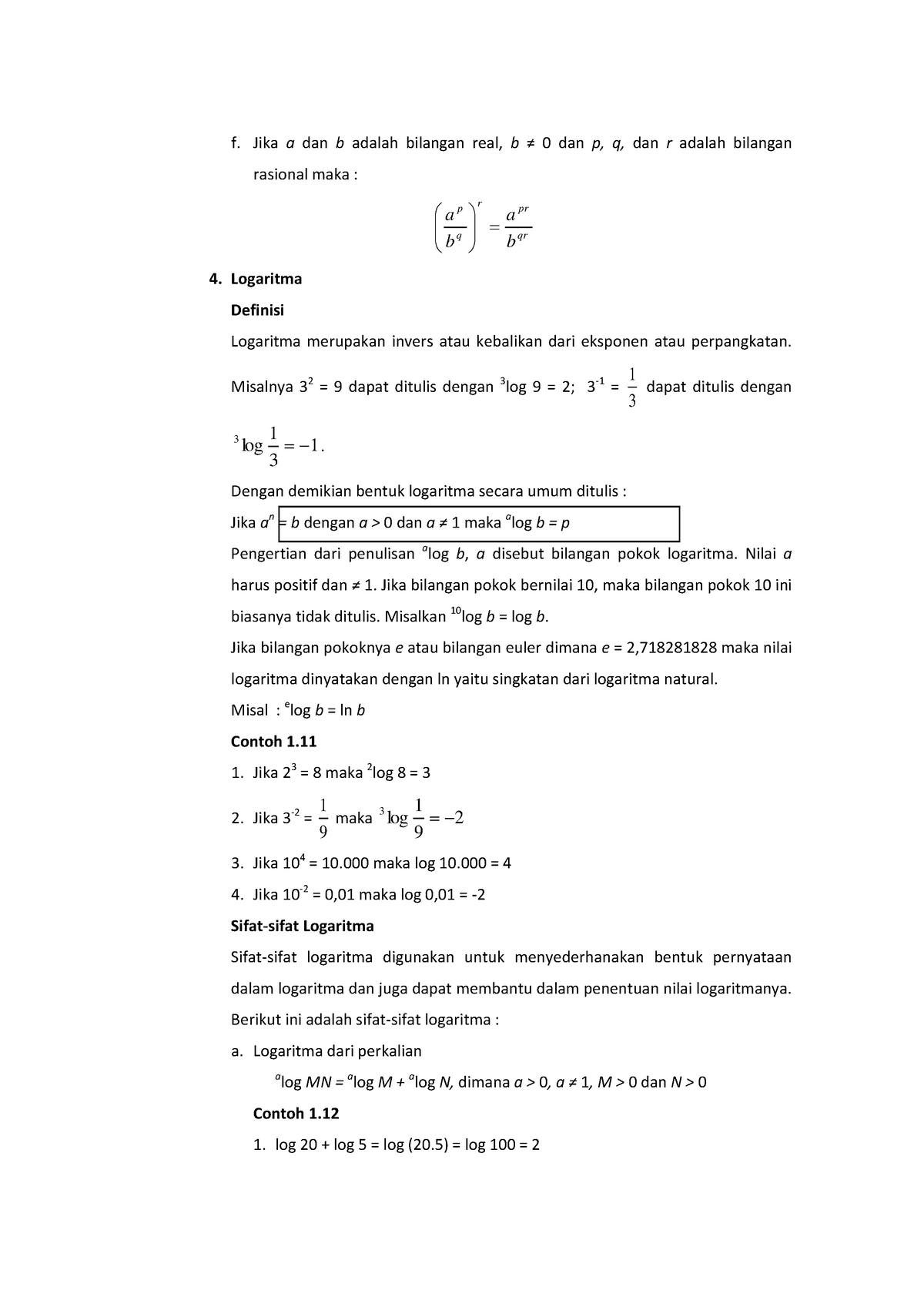 Catatan Matematika Dasar Bagian 3 - F. Jika A Dan B Adalah Bilangan ...