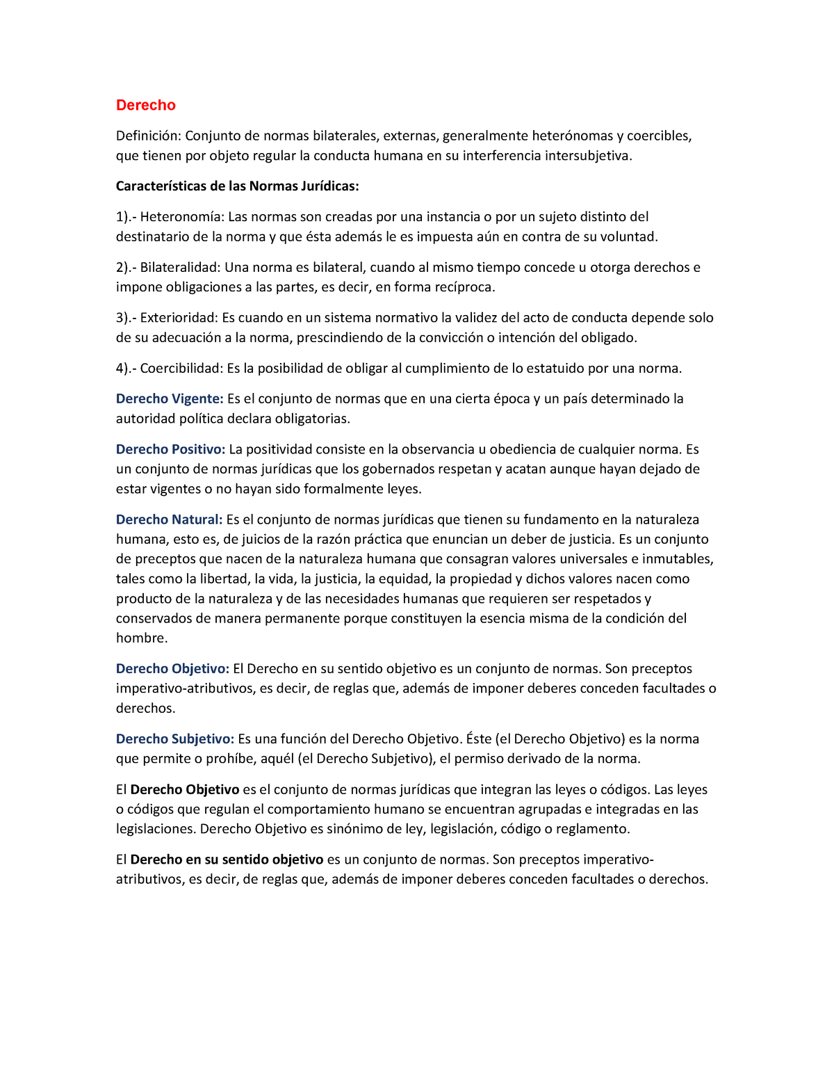 Guia-derecho Para El Examen - Derecho Definición: Conjunto De Normas ...