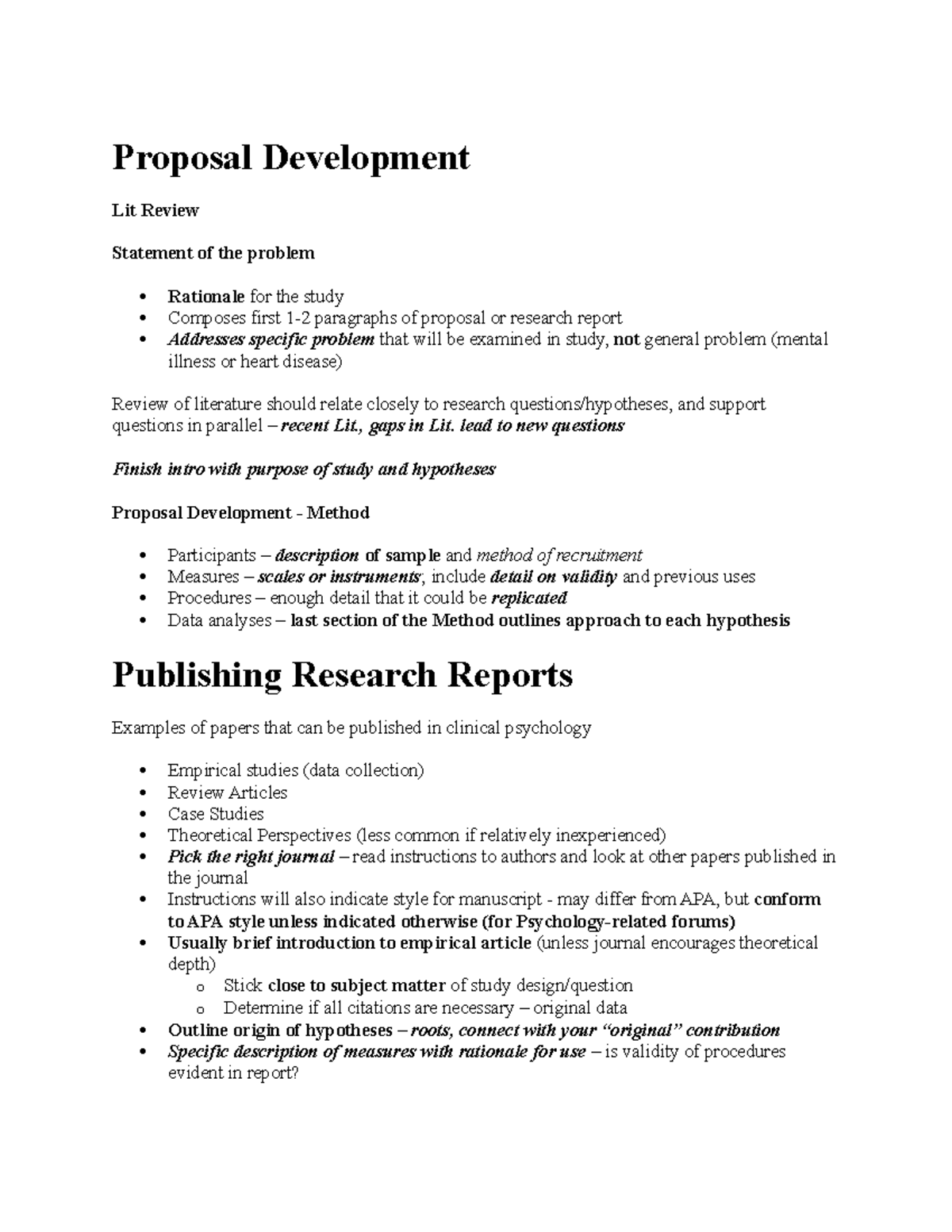 Research Design Notes 2 - Proposal Development Lit Review Statement of ...