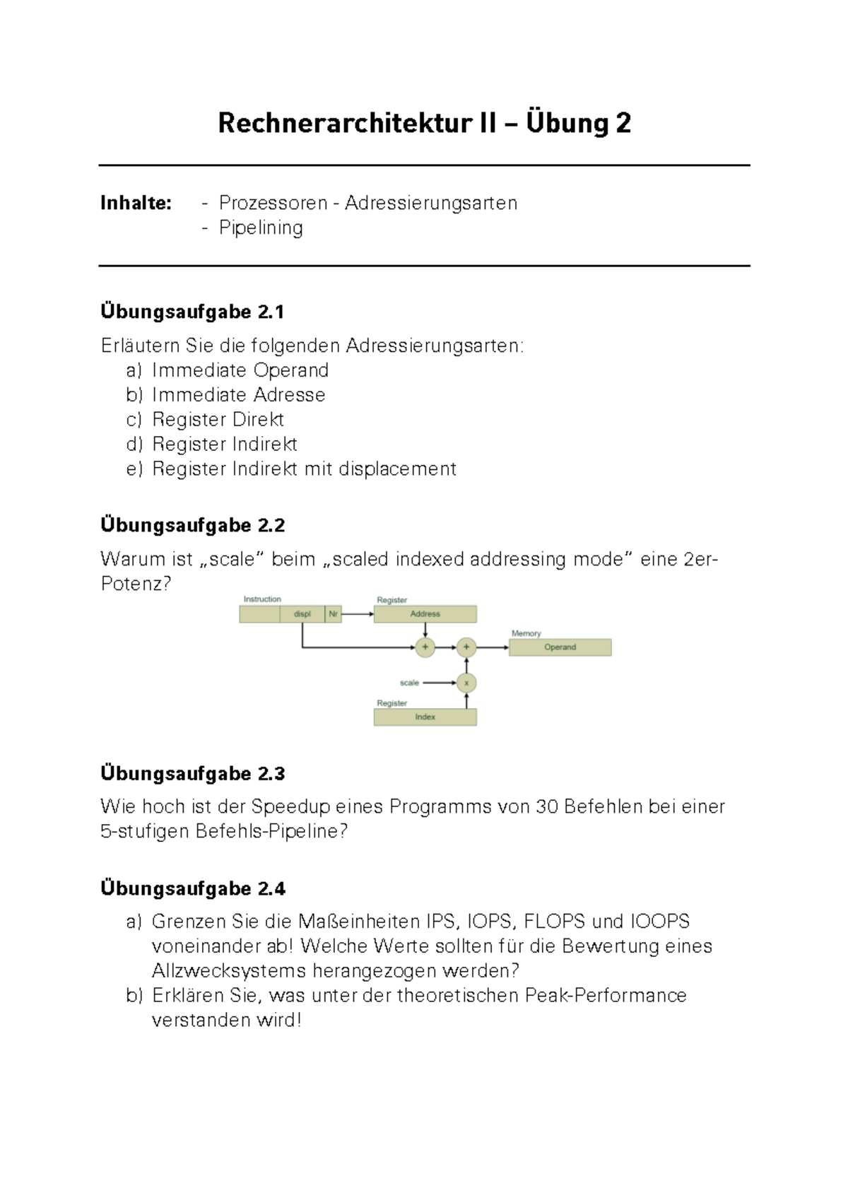 Rechnerarchitektur II – Übung 2 - Rechnerarchitektur II – Übung 2 ...