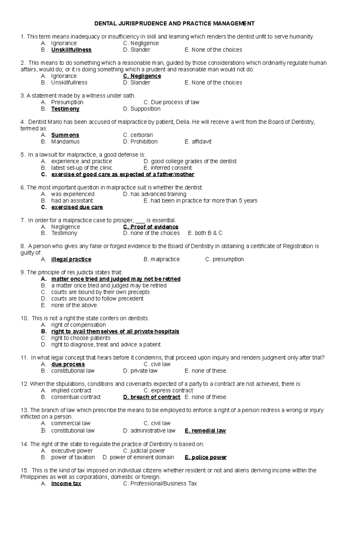 Dental Juris AND Practice MGT Board 2008 - DENTAL JURISPRUDENCE AND ...