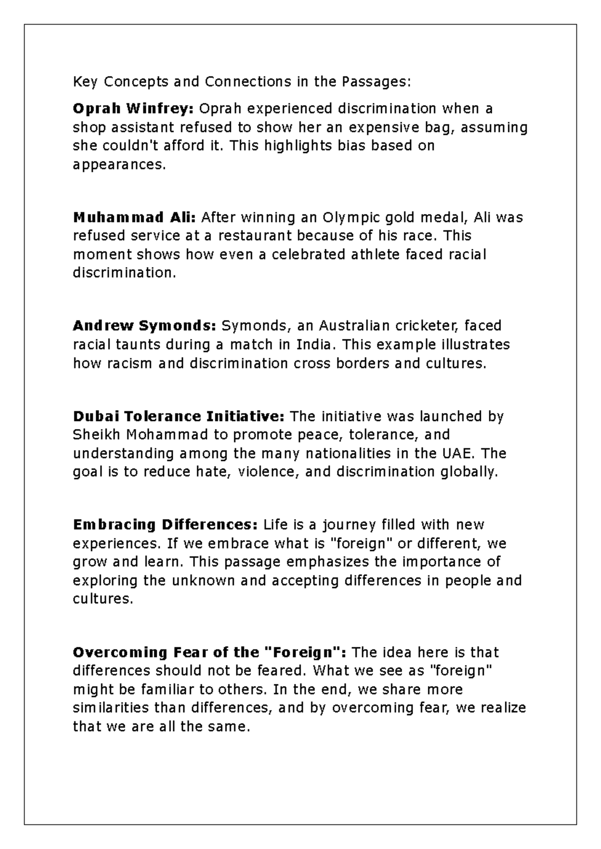 Key Concepts and Connections in the Passages - This highlights bias ...