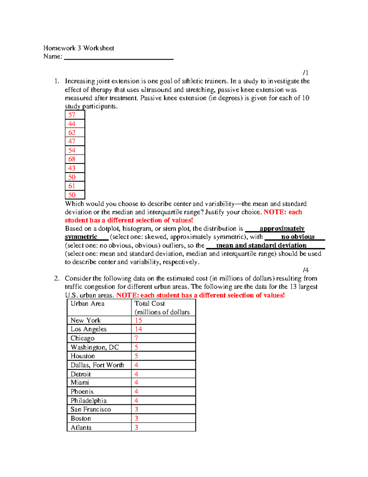 Homework 3 Answers - Homework 3 Worksheet Name: / Increasing Joint ...