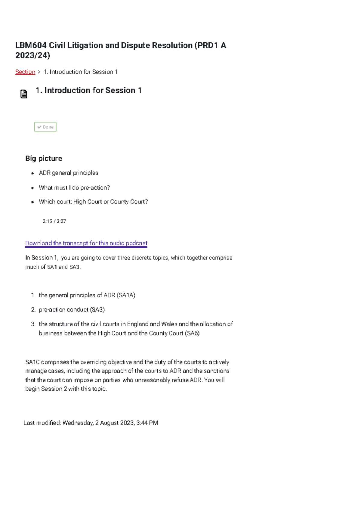 LBM604 PRD1 A 202324 1. Introduction for Session 1 LBM604 Civil