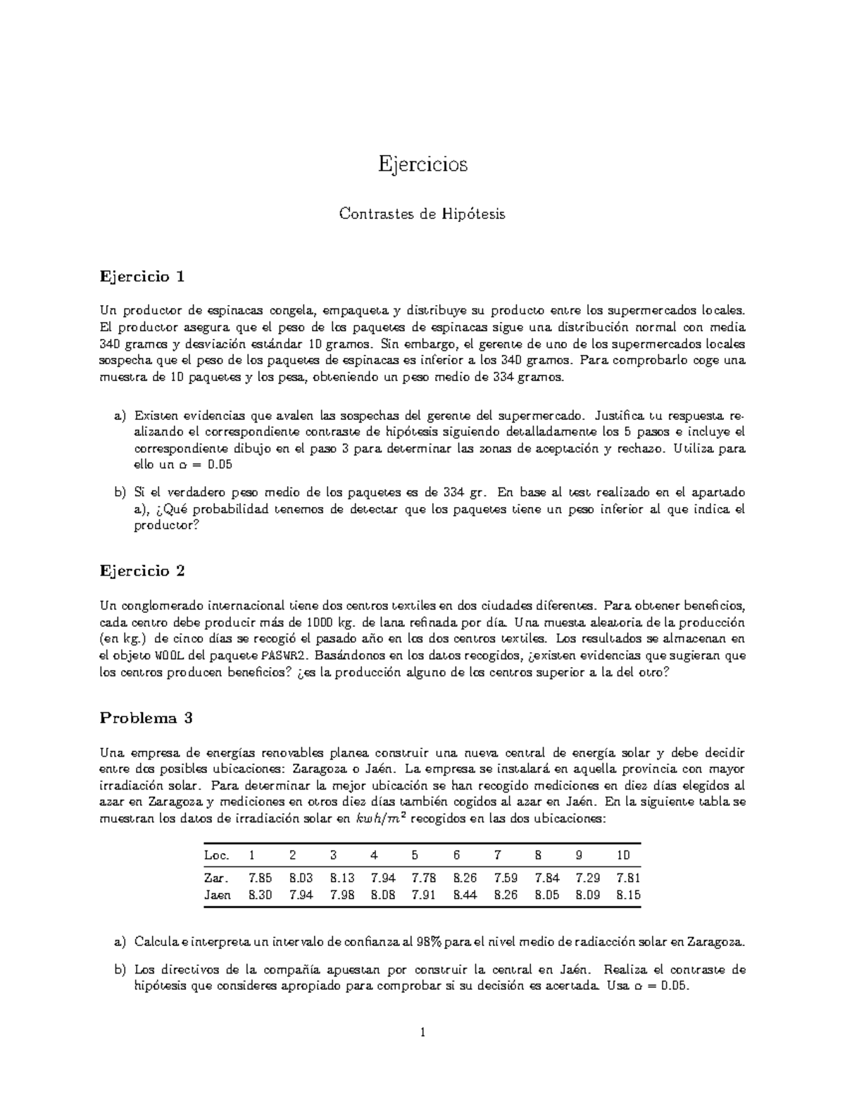 07 Ejercicios Tema7 Contrastes De Hipotesis Documento Ejercicios