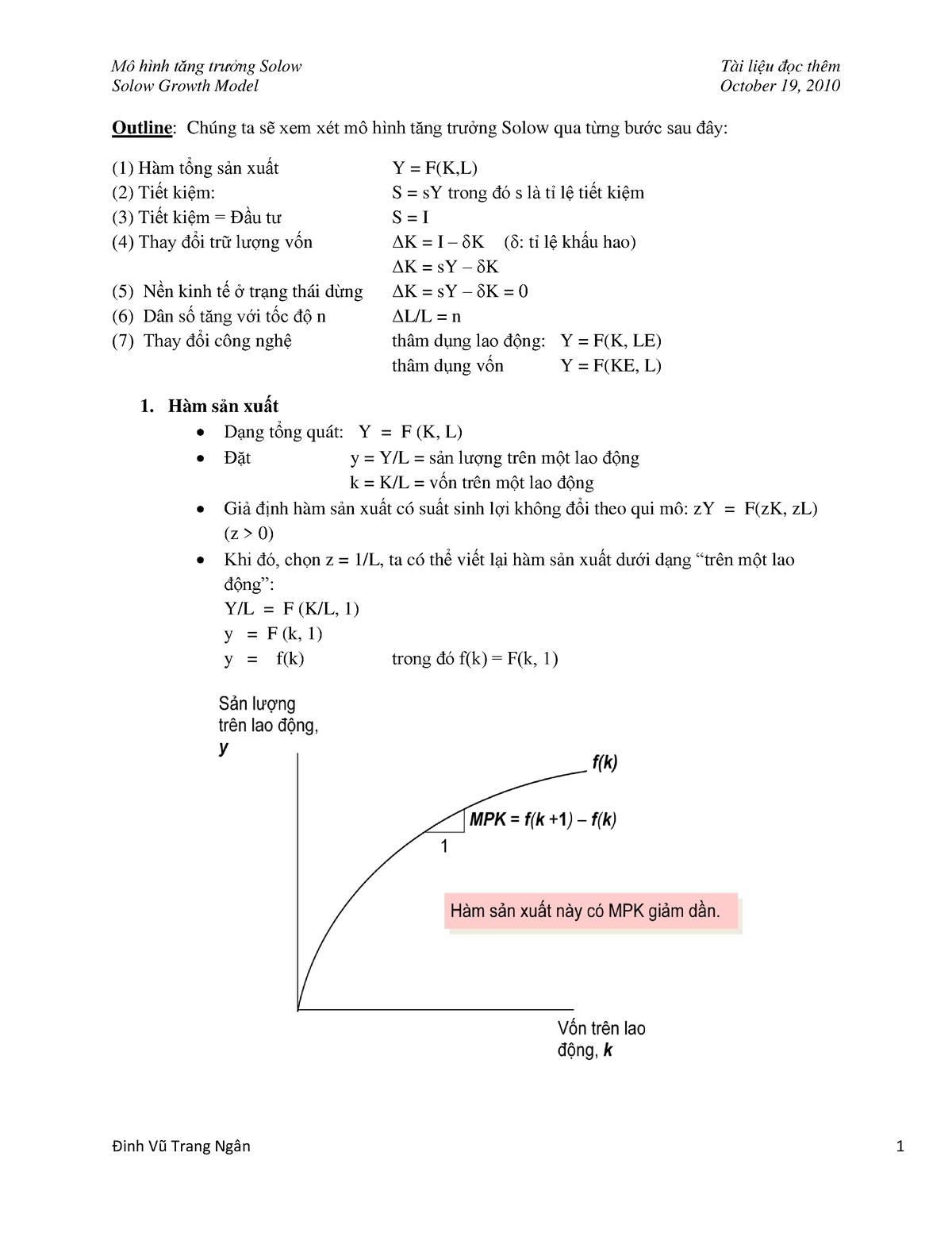 Slide Chương 7 Kinh tế vĩ mô 2 Mô hình tăng trưởng Solow