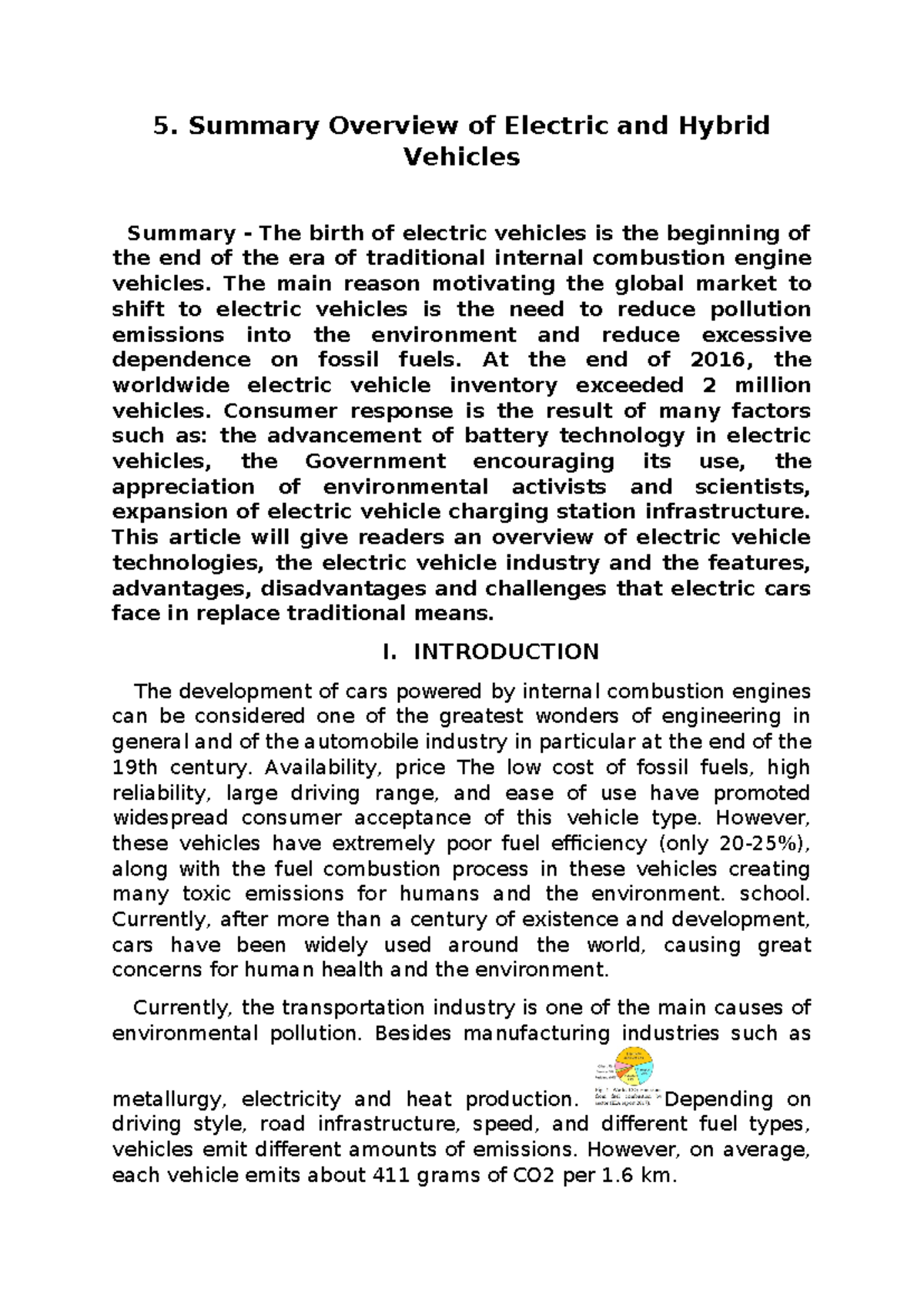 BT Tiếng Anh Chuyên Ngành 5. Summary Overview of Electric and Hybrid