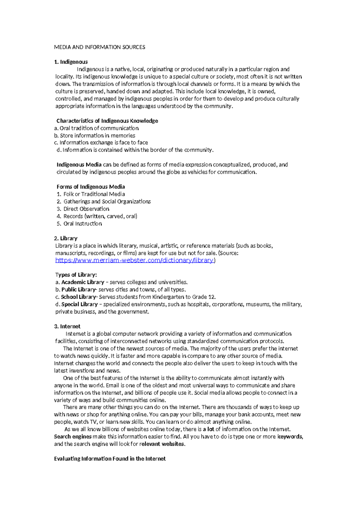 Media AND Information Sources - MEDIA AND INFORMATION SOURCES ...