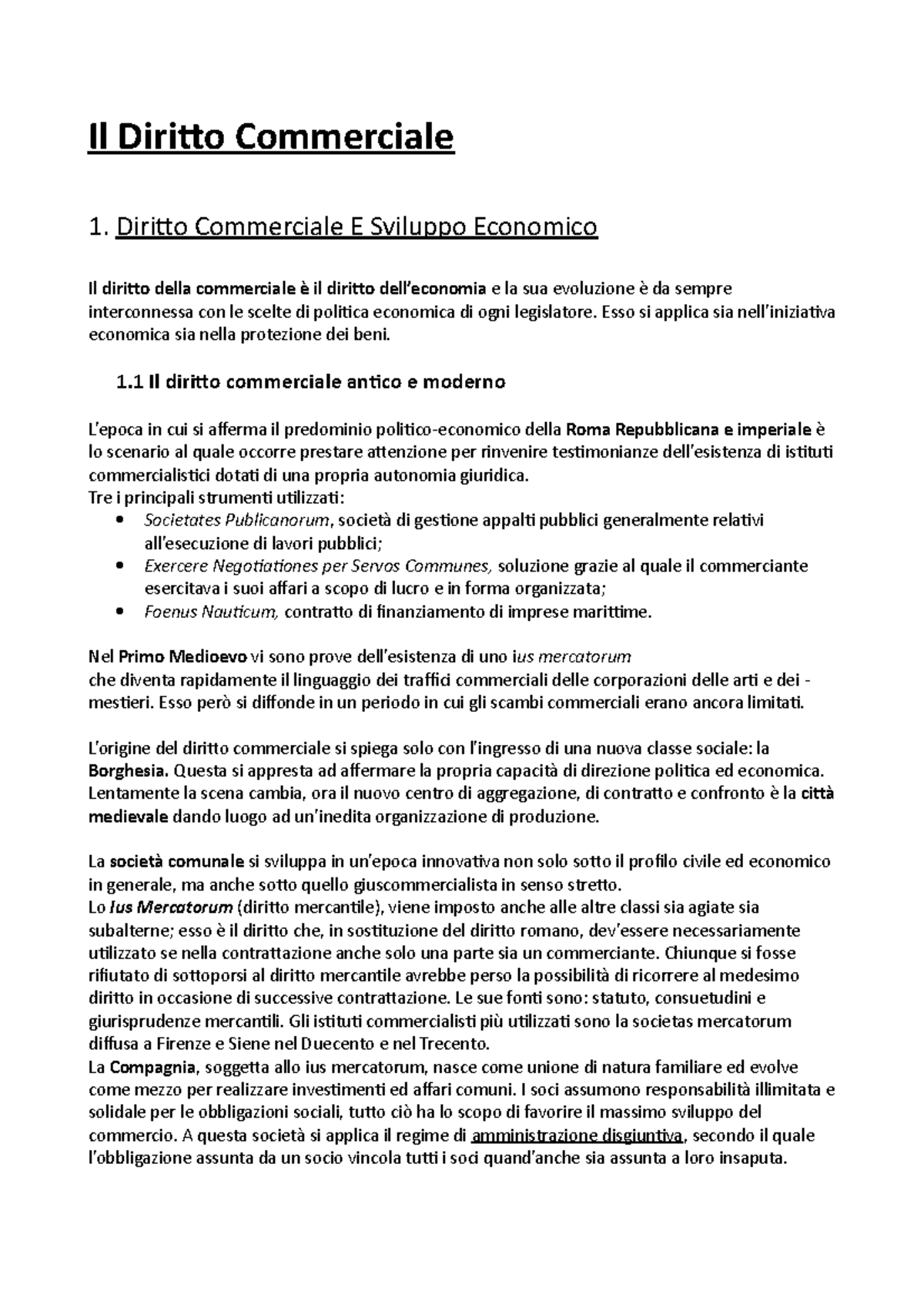 Cap.1 - Riassunto Completo - Il Diritto Commerciale 1. Diritto ...