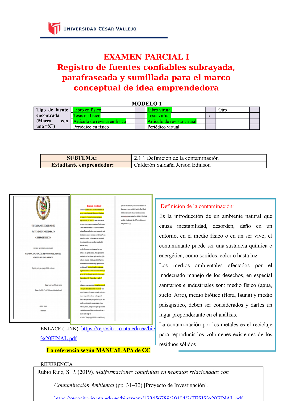 Examen Parcial B4 Jerson C.s (1) - EXAMEN PARCIAL I Registro De Fuentes ...