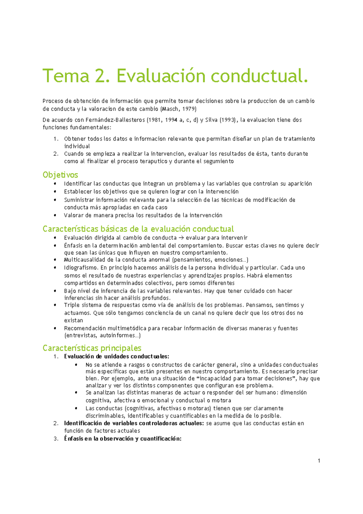 Evaluación conductual - Tema 2. Evaluación conductual. Proceso de obtención  de información que - Studocu