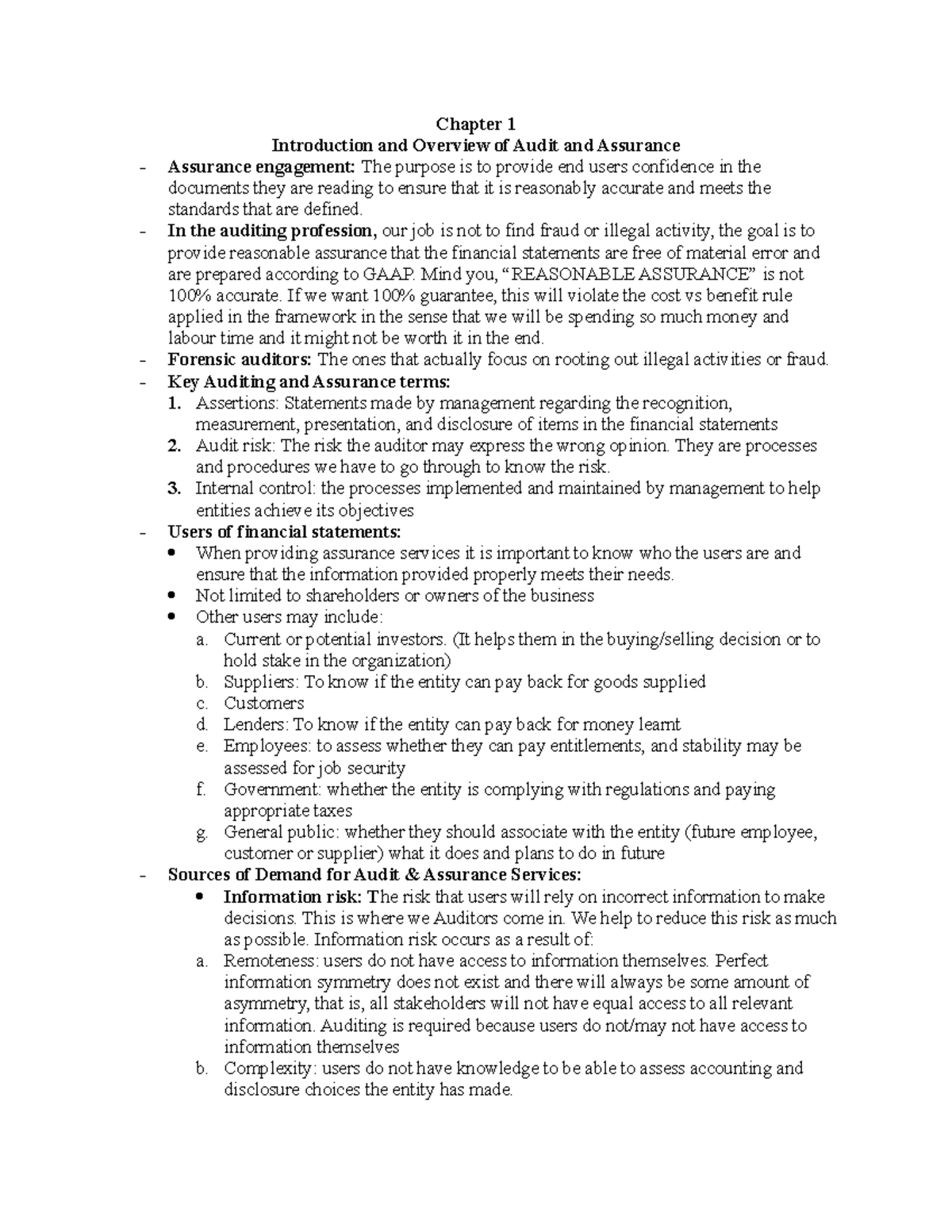 Auditing Module 1 & 2 - **Chapter 1 Introduction And Overview Of Audit ...