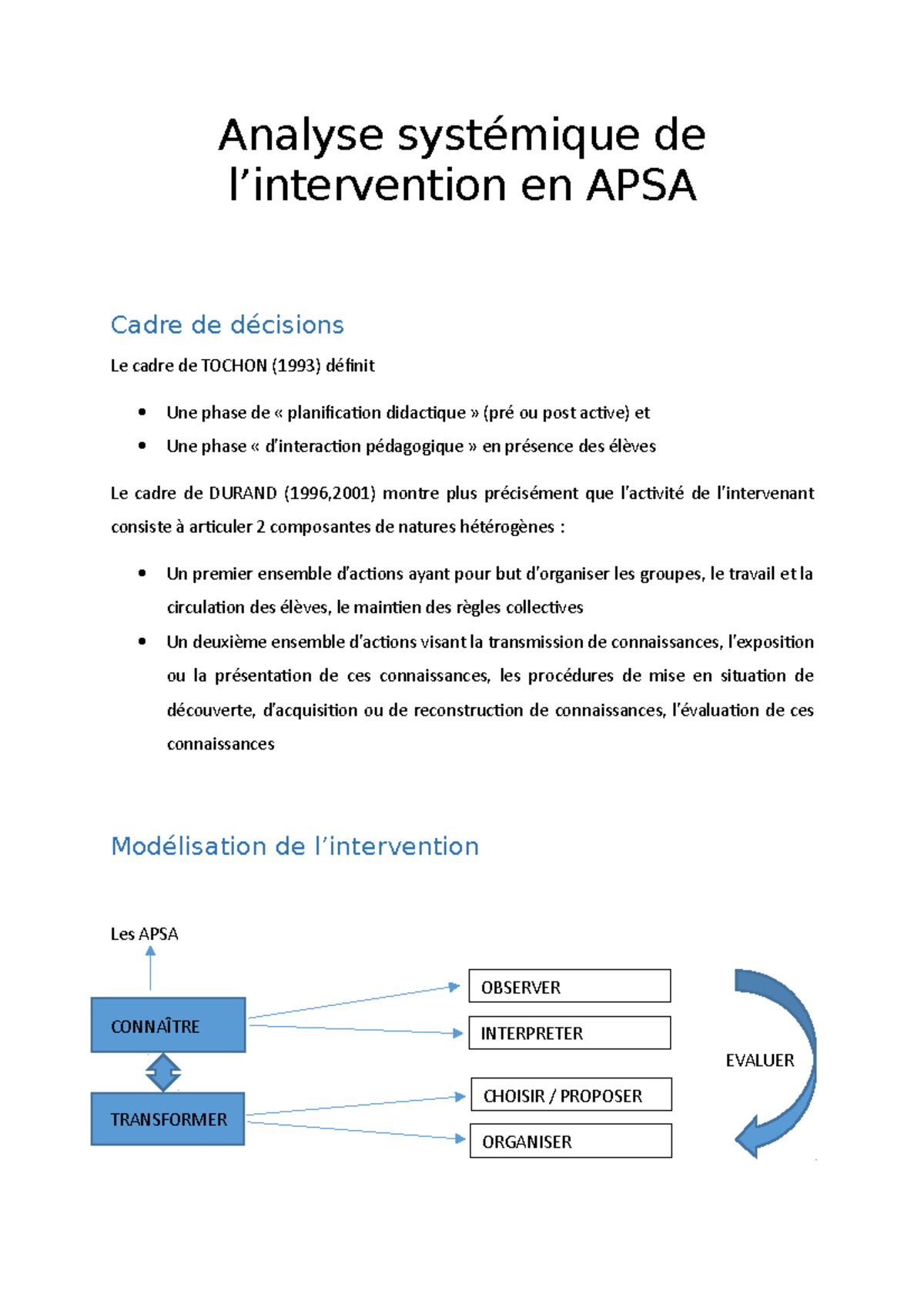 Analyse systémique de l'intervention en APSA - Analyse systémique de l ...