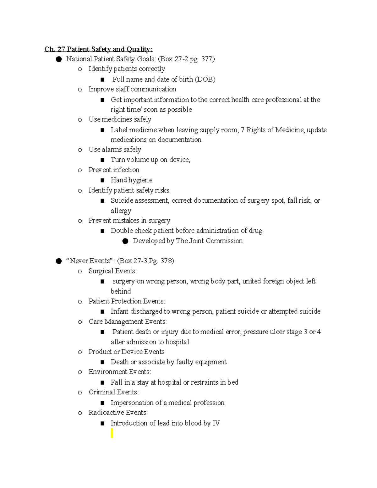 Chapter 27-patient Safety And Qaulity - Ch. 27 Patient Safety And ...