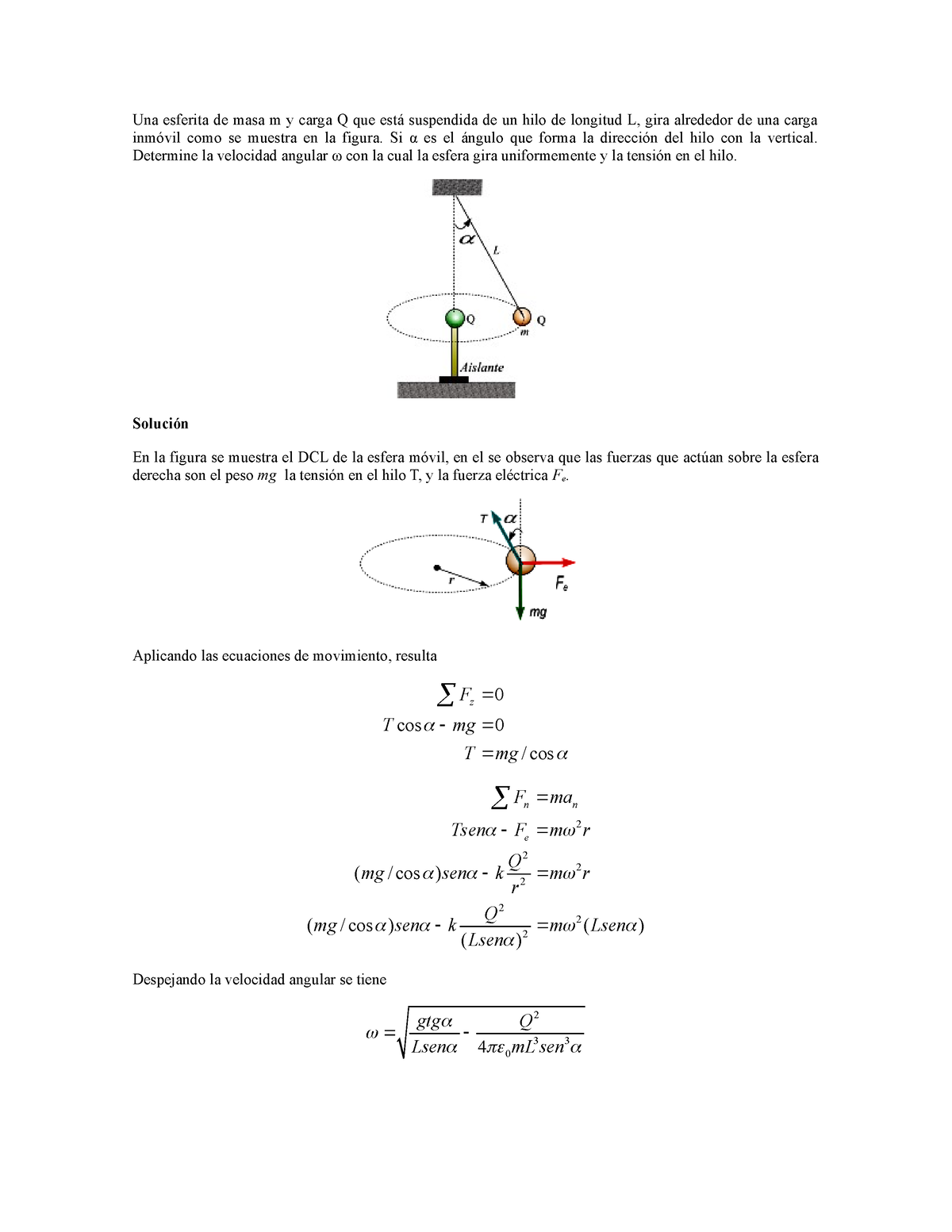 Ejercicio Resuelto 7 - Una Esferita De Masa M Y Carga Q Que Está ...