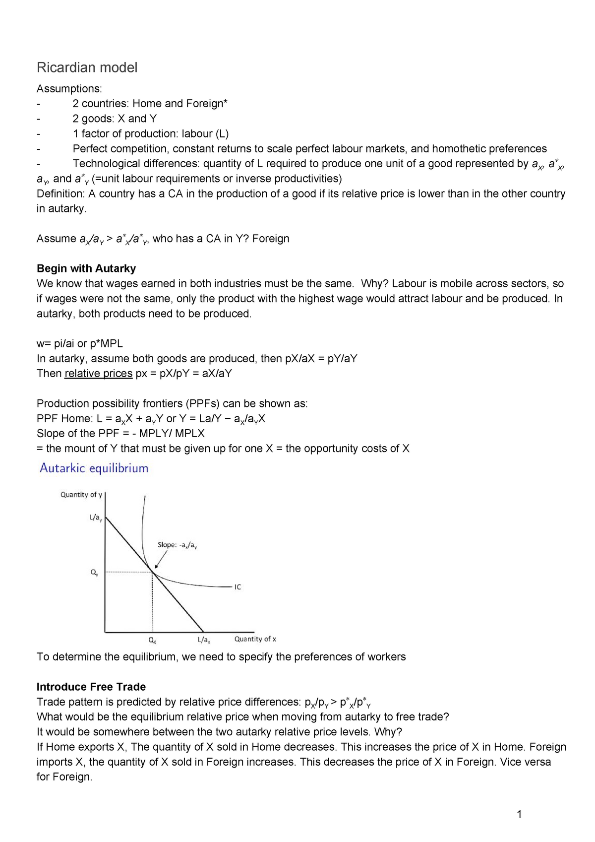 Production possibility frontiers (PPFs)