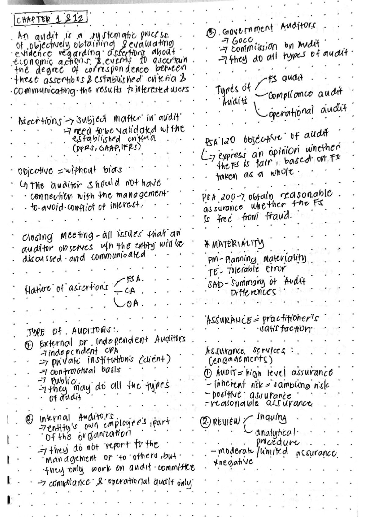 Notes po ito hehe - CHAPTER 1 S12 An audit is a systematic process. 3 ...