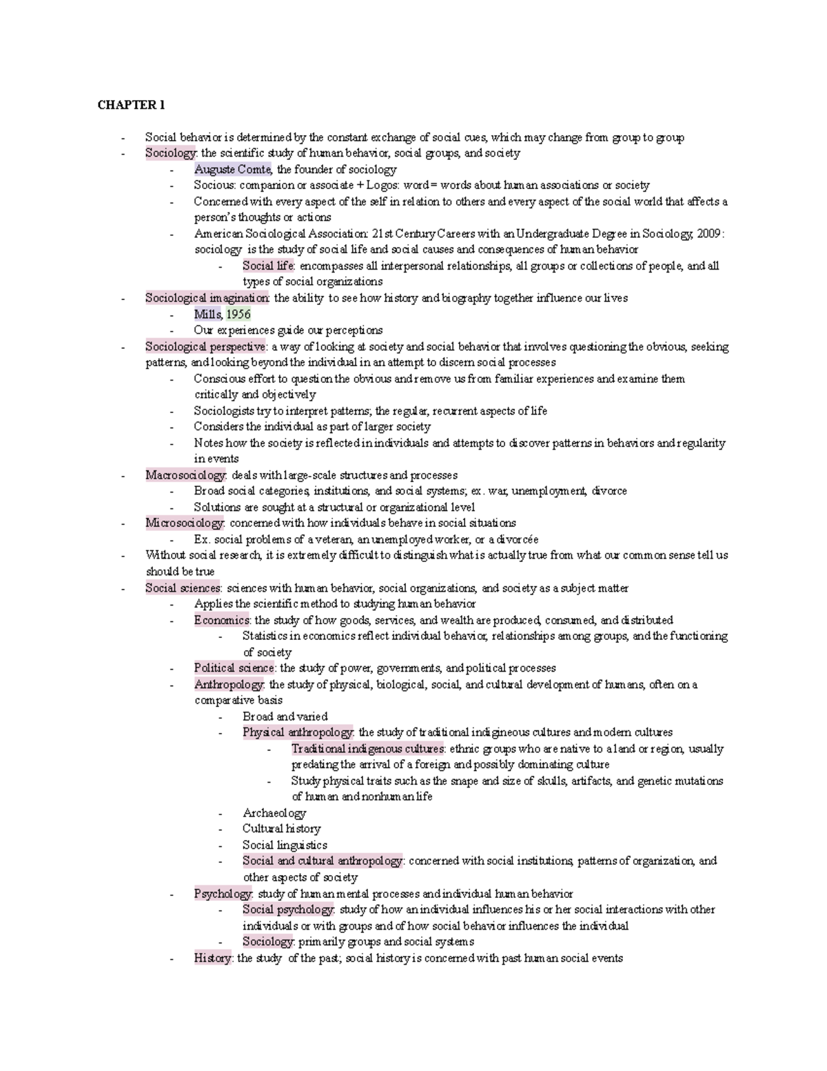 SOC Midterm Study Guide - CHAPTER 1 Social behavior is determined by ...