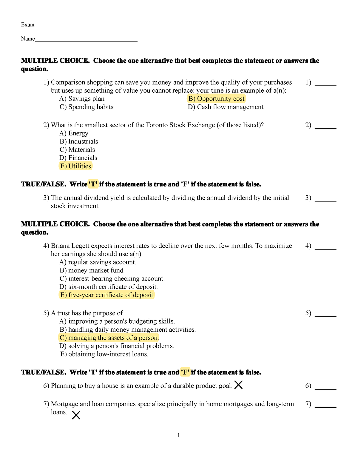 Mid-Term Practice 1 - Questions with answers - Exam Name