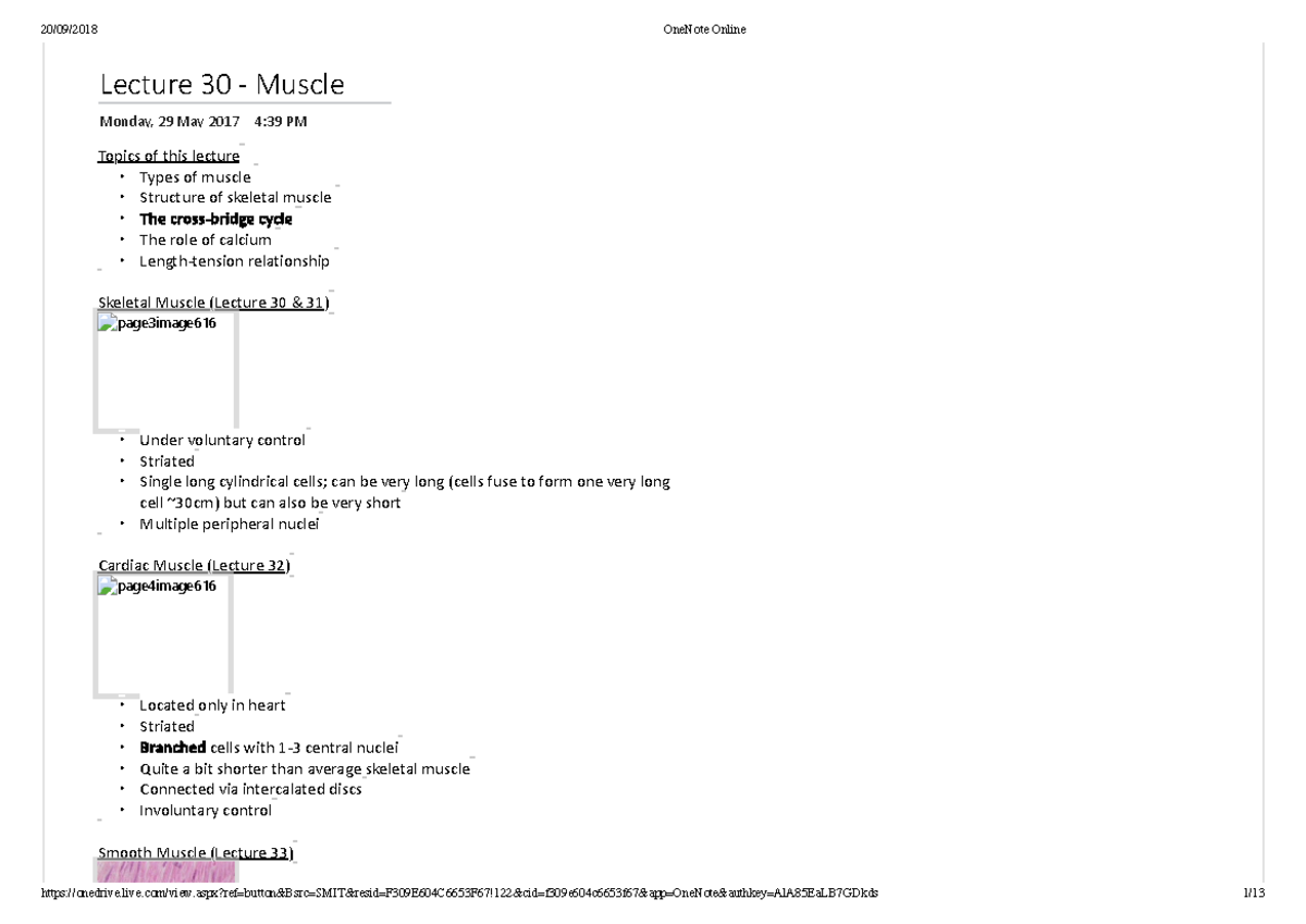 Lecture 30 - OneNote Online Lecture 30 Muscle Monday, 29 May 2017 4:39 ...