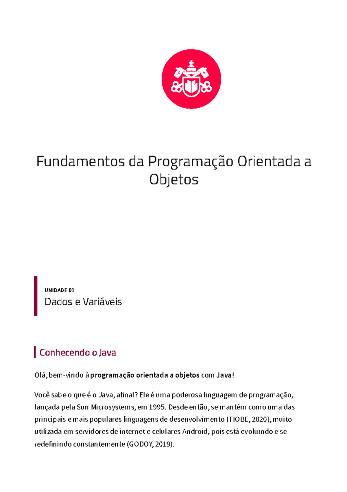 Materiais Online - Aula 1 - Conhecendo o Java Fundamentos da ...