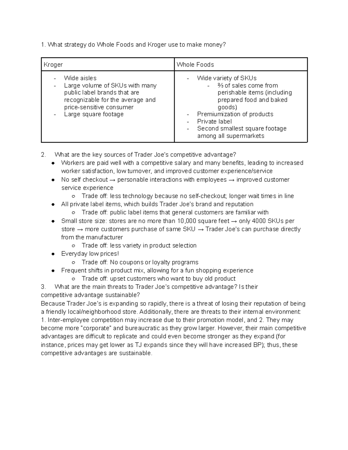 trader joe's case study questions