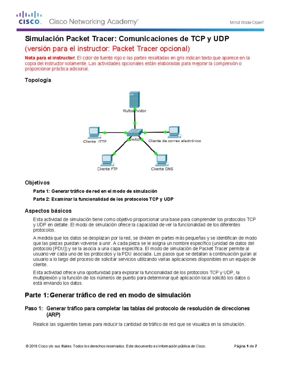 9.3.1.2 Packet Tracer Simulation - Exploration of TCP and UDP ...