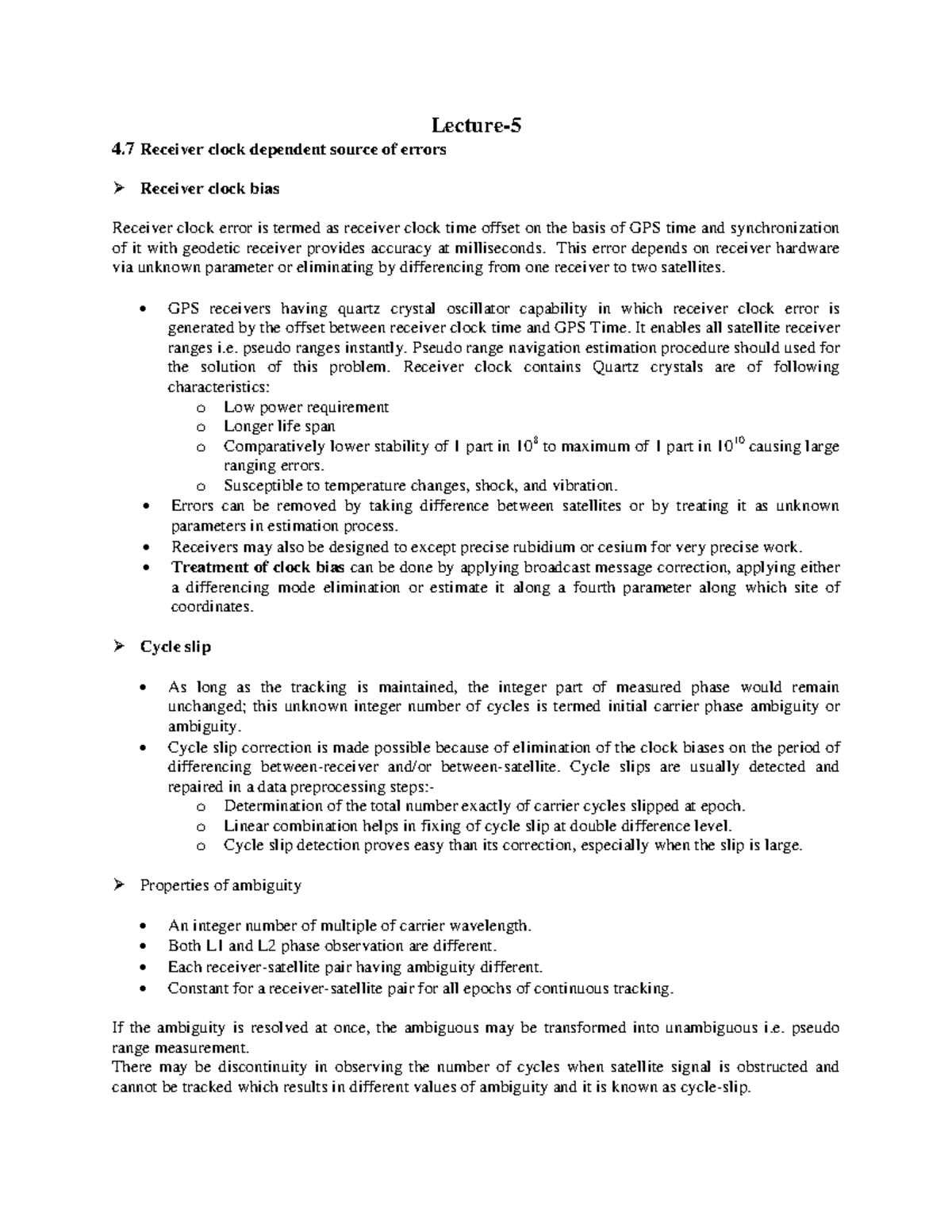 10 GPS Errors 3 Lecture notes 10 Lecture 4 Receiver clock