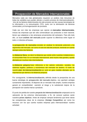 Prospeccion De Mercados Internacionales De Mercados Internacionales Mercados Studocu