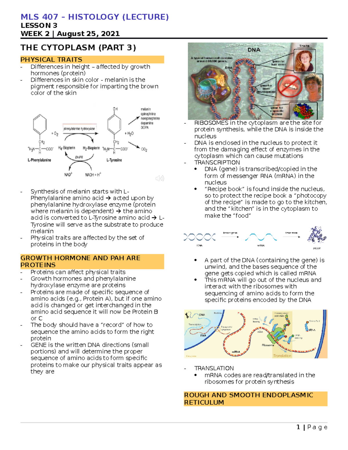 [2.3] THE Cytoplasm PART 3 - LESSON 3 WEEK 2 | August 25, 2021 THE ...