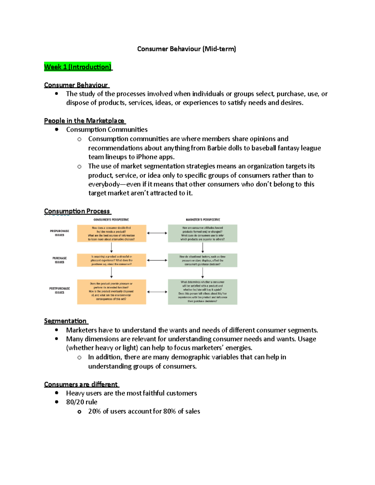 Consumer Behaviour (Mid-term) - People in the Marketplace Consumption ...