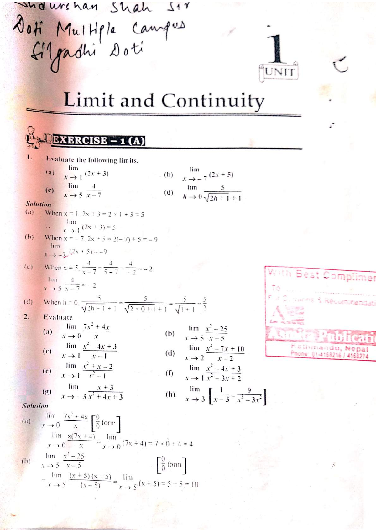 BCA Second Sem Maths Solution - Business - Studocu