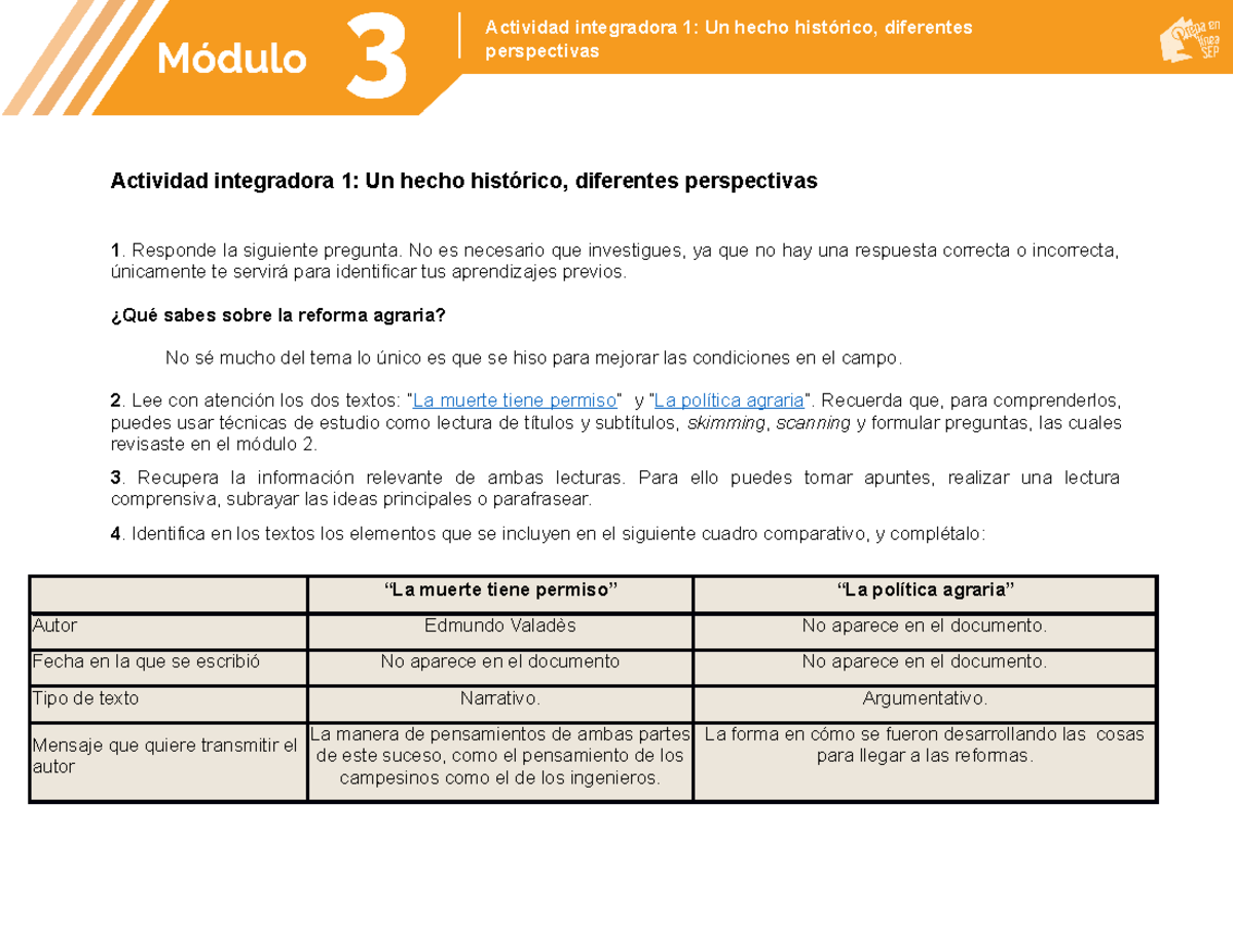 ensayo de español modulo 3 de la preparatoria abierta - echo histórico