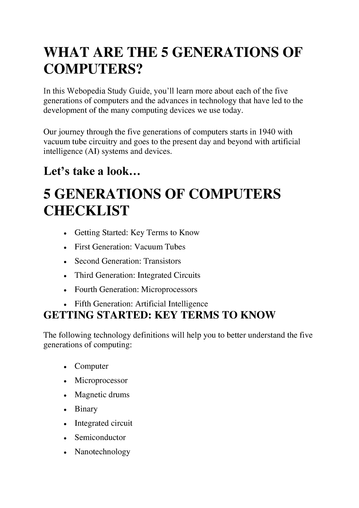 essay of generations of computer