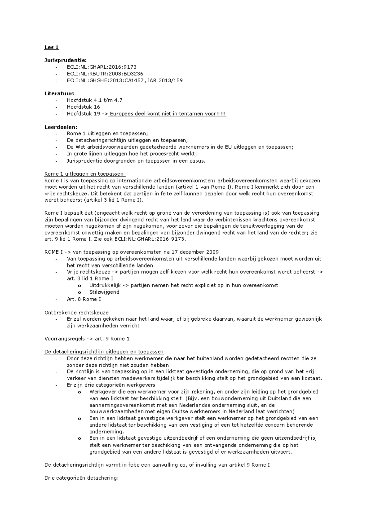 Les 1 Arbeidsrecht Studeersnel - Les 1 Jurisprudentie: - ECLI:NL:GHARL ...